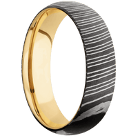 Damascus + Acid Finish + 10K Yellow Gold