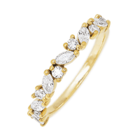 14K Yellow Gold band with 7 Round and 6 Marquise Lab Grown Diamond having TCW-.81