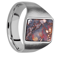 Medium Rectangle signet ring (16x11.5mm) in Titanium, with a Wide style band, a Chrysocopper inlay.