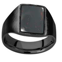 Medium Rectangle signet ring (16x11.5mm) in Zirconium, with a Wide style band, a Blood Stone inlay.