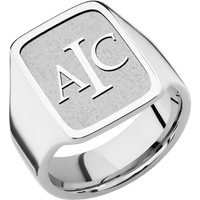 Large Rectangle signet ring (20x14.5mm) in Cobalt Chrome, with a Wide style band and a Book Antiqua 3 Rev engraving.