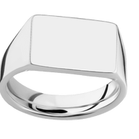 Medium Horizontal Rectangle signet ring (16x11.5mm) in 14K White Gold, with a Wide style band.
