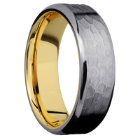 Tantalum + Hammer , Polish Finish + 14K Yellow Gold