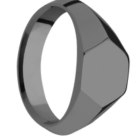 Small Hexagon signet ring (11.5x10) in Zirconium, with a Wide style band.