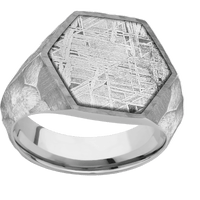 Large Hexagon signet ring (18.5x16mm) in Titanium, with a Wide style band, a Meteorite inlay.