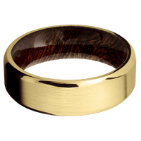 14K Yellow Gold + Satin , Polish Finish + Sapele