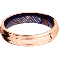 18K Rose Gold + Polish , Polish Finish + Titanium Damascus
