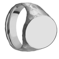 Large Oval signet ring (20x16mm) in Titanium, with a Wide style band.