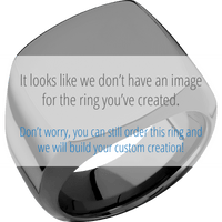 Large Cushion signet ring (18x18mm) in Zirconium, with a Wide style band, a Blue Purple Abalone inlay.