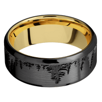 Zirconium + Satin , Polish Finish + 18K Yellow Gold