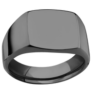 Medium Cushion signet ring (14x14mm) in Zirconium, with a Wide style band.