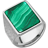 Extra Large Rectangle signet ring (24x17mm) in Titanium, with a Wide style band, a Malachite inlay.