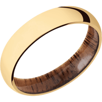 14K Yellow Gold + Polish Finish + Koa