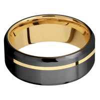 Zirconium + Machine , Polish Finish + 10K Yellow Gold