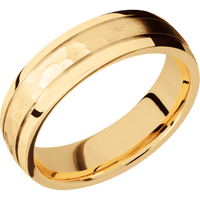 10K Yellow Gold + Hammer , Polish Finish
