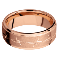 10K Rose Gold + Sand , Polish Finish