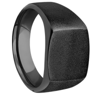 Medium Cushion signet ring (14x14mm) in Zirconium, with a Wide style band.