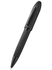 Peerless™ Polished Black PVD Engraved Diamond Pattern with Black PVD Appointments and Swarovski Crystal Ballpoint Pen