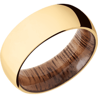 14K Yellow Gold + Polish Finish + Koa