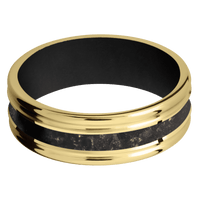 18K Yellow Gold + Polish , Polish Finish + Black