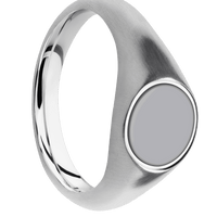 Small Circle signet ring (10mm) in Cobalt Chrome, with a Wide style band, a Tantalum inlay.