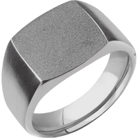 Medium Cushion signet ring (14x14mm) in Titanium, with a Wide style band.