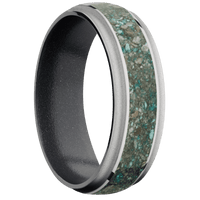 14K White Gold + Polish , Bead Finish + Dark Grey