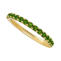 10K Yellow Gold band with 15 Round Lab Green Diamond having TCW-.45