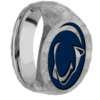 Large Horizontal Oval signet ring (20x16mm) in Titanium, with a Wide style band and a Penn State Lion Head engraving.