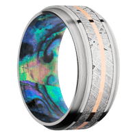 10K White Gold + Polish , Satin Finish + Abalone