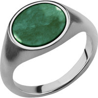 Medium Circle signet ring (14mm) in Titanium, with a Thin style band, a Washington Green Jade inlay.