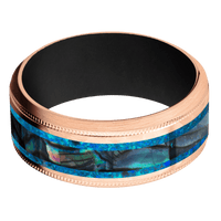 14K Rose Gold + Hammer , Satin Finish + Black