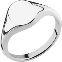 Small Oval signet ring (12x9mm) in 14K White Gold, with a Thin style band.