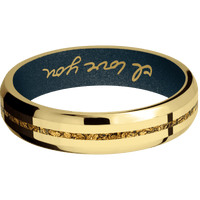 18K Yellow Gold + Polish , Polish Finish + Blue Titanium