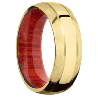 10K Yellow Gold + Polish , Distressed Finish + Red Heart