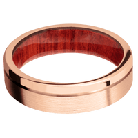 14K Rose Gold + Satin , Polish Finish + Red Heart