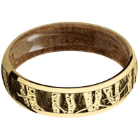 10K Yellow Gold + Polish Finish + Whiskey Barrel