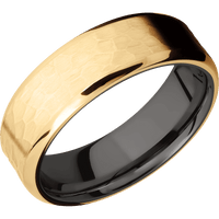 14K Yellow Gold + Hammer , Polish Finish + Tantalum Noir