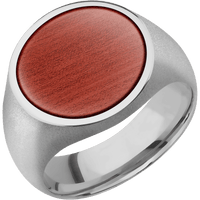 Large Circle signet ring (18mm) in Titanium, with a Wide style band, a Blood Wood inlay.