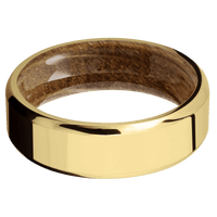 14K Yellow Gold + Polish , Polish Finish + Whiskey Barrel