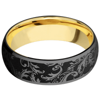 Zirconium + Polish Finish + 14K Yellow Gold