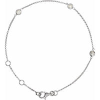 14K White Gold 1/6 CTW Natural Diamond Bezel-Set 3-Station 5 1/2-7" Bracelet