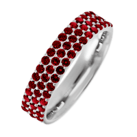 14K White Gold band with 55 Round Dark Ruby having TCW-.82