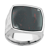 Extra Large Cushion signet ring (22x22mm) in Cobalt Chrome, with a Wide style band, a Blood Stone inlay.