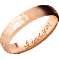 14K Rose Gold + Hammer , Satin Finish