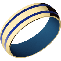 14K Yellow Gold + Polish Finish + Ridgeway Blue