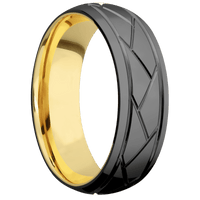 Zirconium + Polish Finish + 14K Yellow Gold