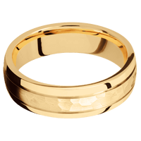 10K Yellow Gold + Hammer , Polish Finish