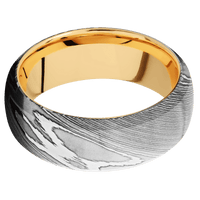 Damascus + Polish Finish + 10K Yellow Gold