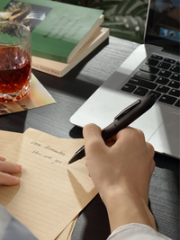 Peerless™ Polished Black PVD Engraved Diamond Pattern with Black PVD Appointments and Swarovski Crystal Rollerball Pen